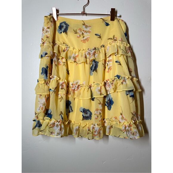 Ralph Lauren Yellow Floral Tiered Ruffle Skirt Size 8 New - Picture 3 of 6